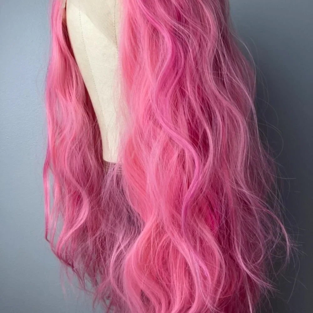 Pink Wig,Kinky Curly Lace Front Wig